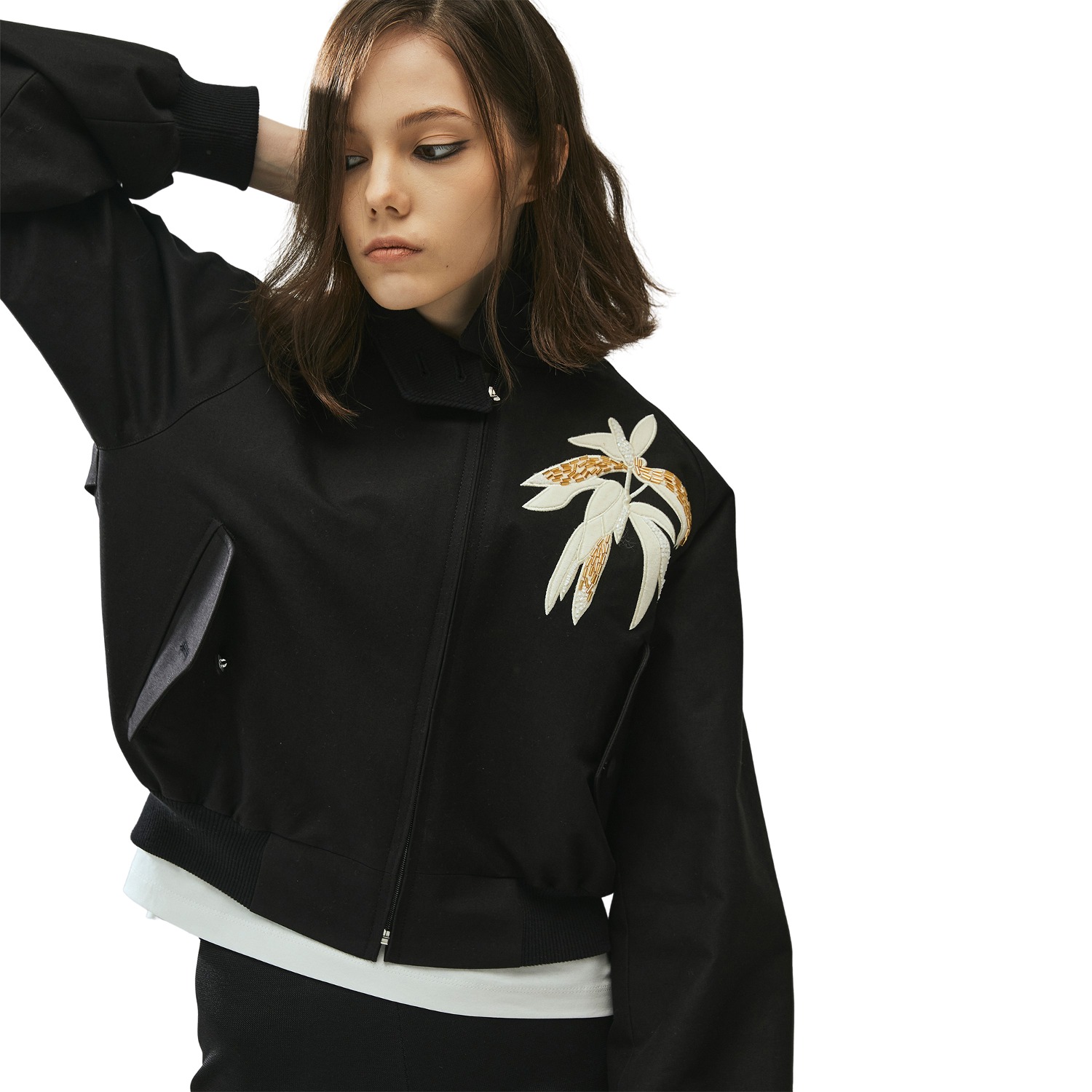 Untitled Seven- Women&#039;s Cropped Bomber (Black)